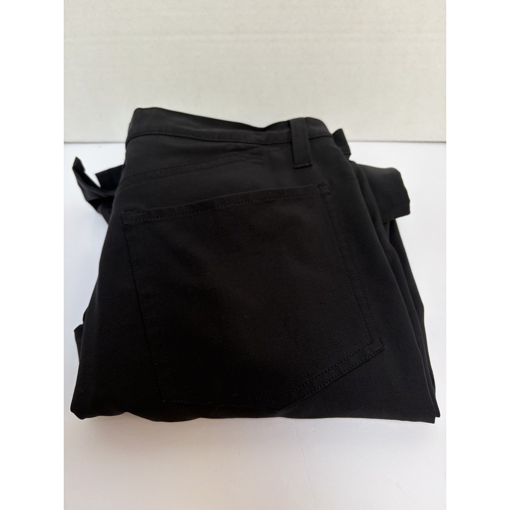 Marithe Francois Girbaud Mid-Rise Black Nylon Pants Size 26 Split Flared Hem